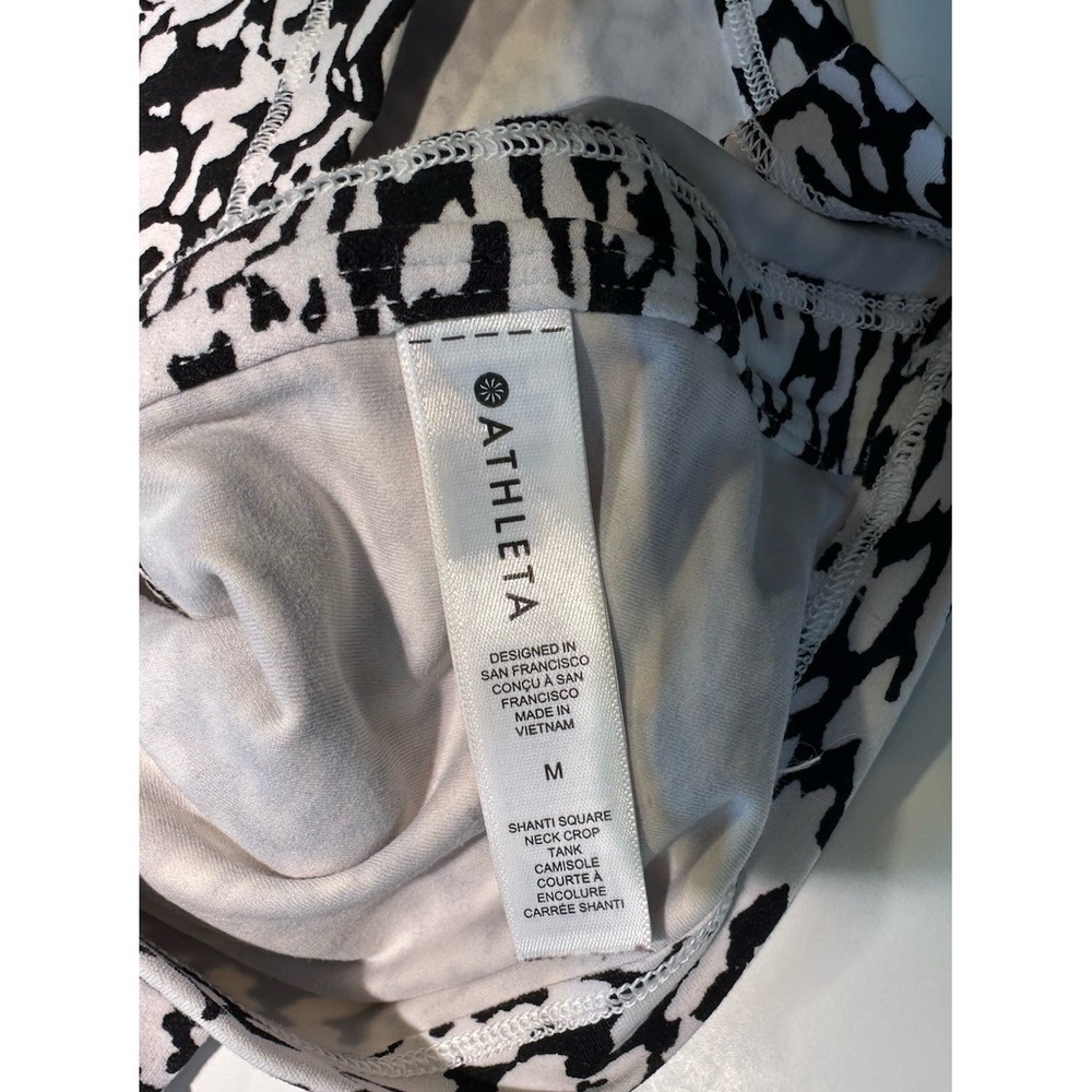 Athleta Womens Shanti Square Black And White Neck Cropped  Tank Camisole SZ M - Picture 6 of 6